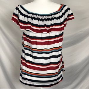 Eden & Olivia Anthropologie Stripe Ruffle Shirt